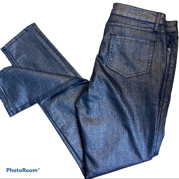 METAPHOR BLACK METALLIC SKINNY JEANS 4 - Picture 1 of 9